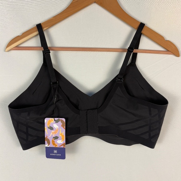 NWT HoneyLove Womens Silhouette Wireless Bonded Support Bra Sz L 38 B/C Black - Picture 5 of 13